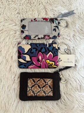Vera Bradley Floral Zip ID Wallet Card Holder - Pink/Blue bundle of 3 nwt & nwot